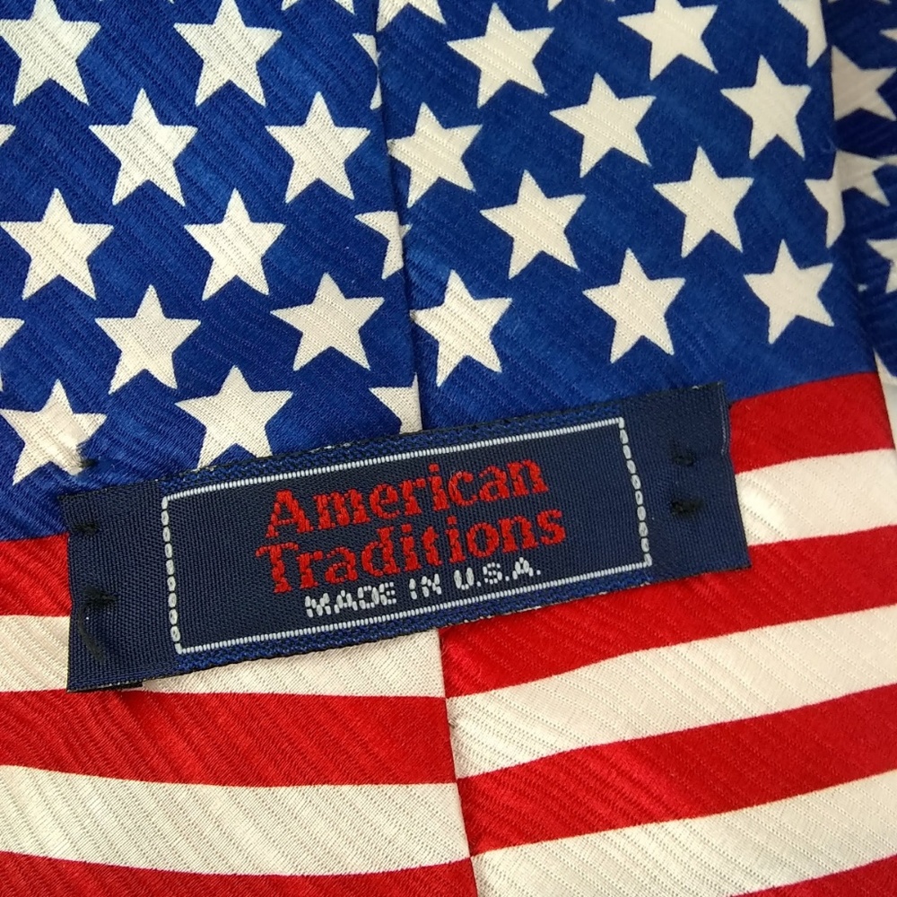 American Tradition Men's Red White Blue Flag Tie - Picture 2 of 6